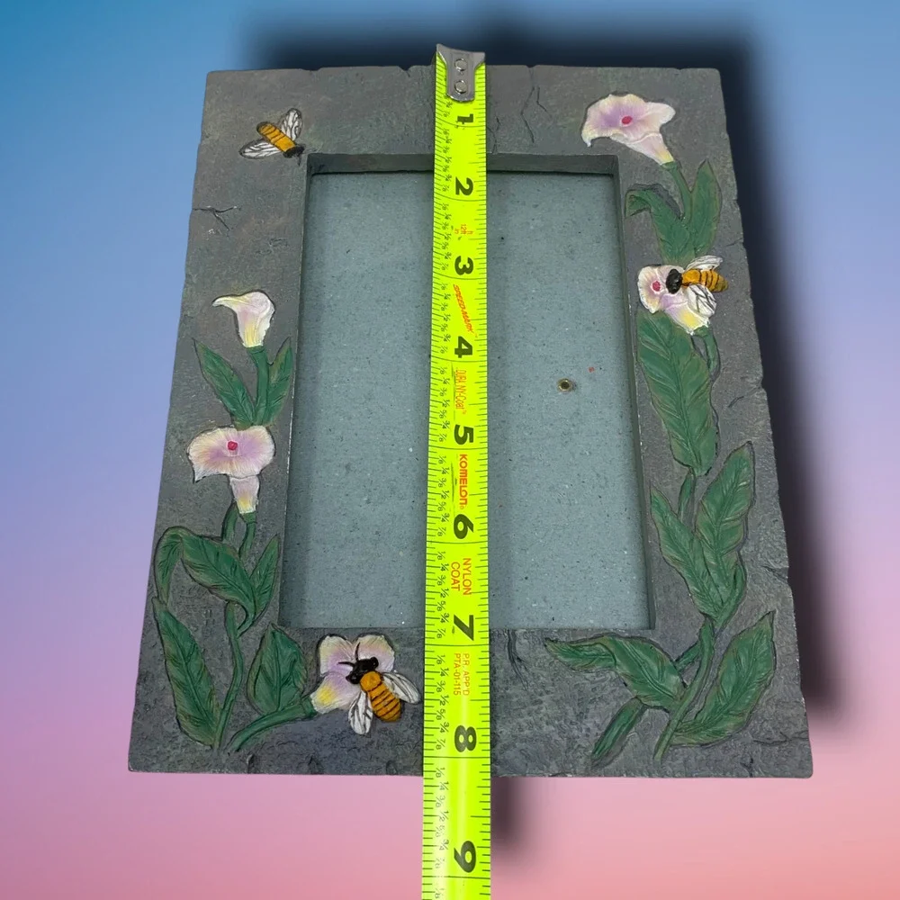 Vintage Y2K Bees Calla Lily Resin Etched Picture Frame 8